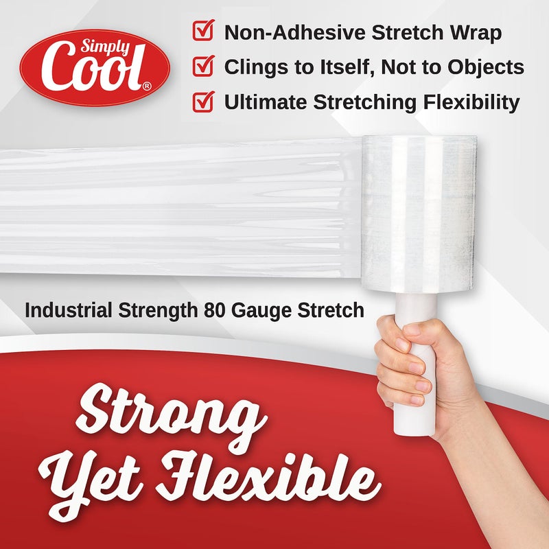 Simply Cool 12 Pack Industrial Strength Mini Hand Stretch Wrap 5" 1000 Ft Roll 80 Gauge Thick, Shrink Wrap Roll for Moving Supplies, Furniture, Pallets, Plastic Wrap for Packing, Heavy Duty Stretch Film - Image 3